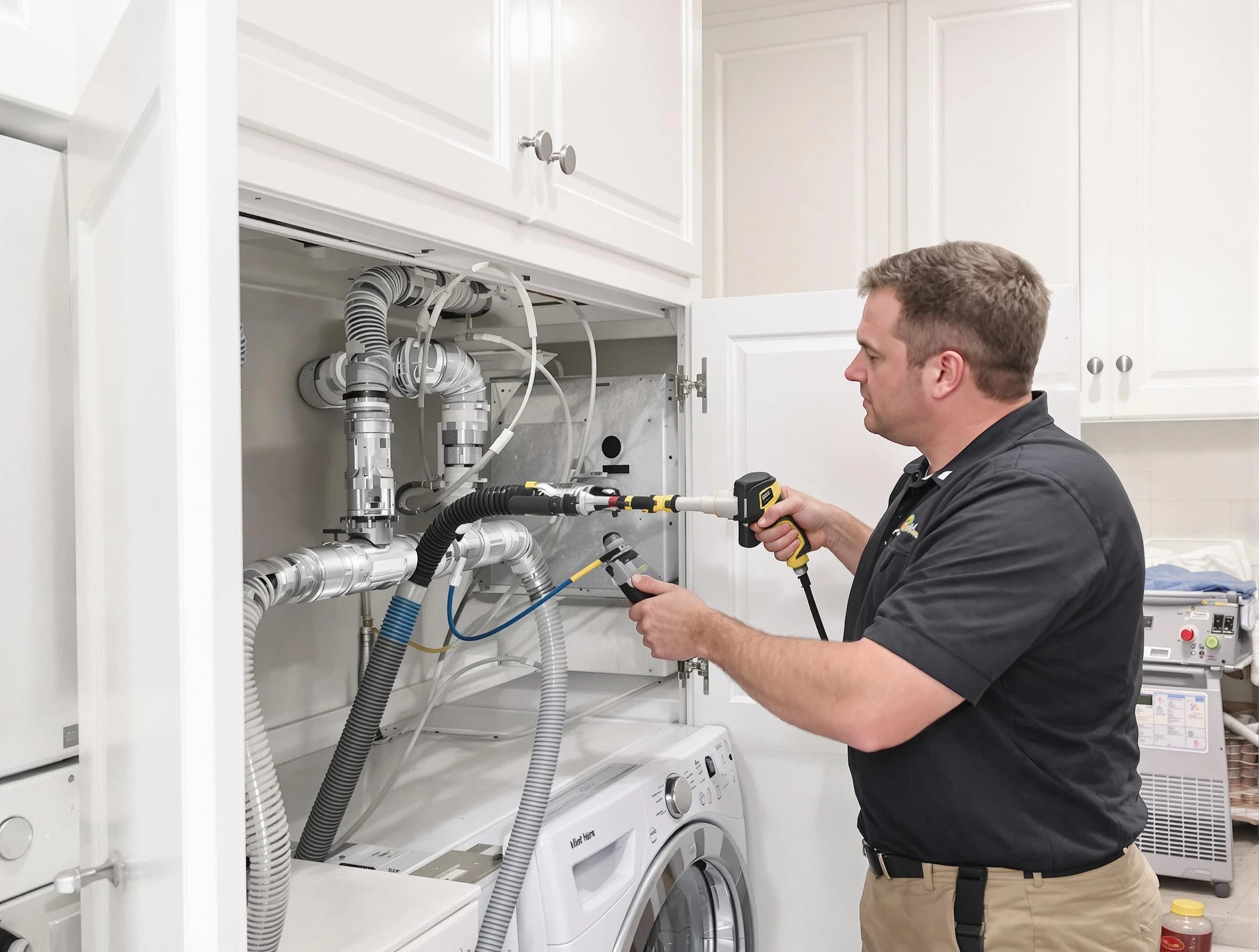 Falmouth Dryer Vent Cleaning professional removing severe blockage from a clogged dryer vent in Falmouth