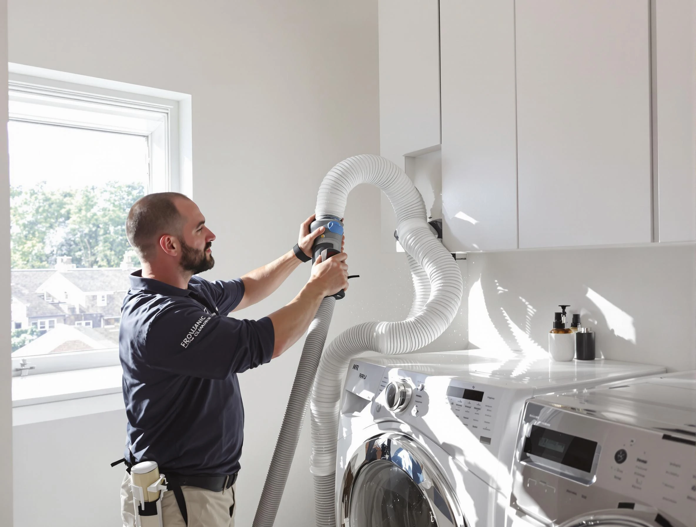 Certified Falmouth Dryer Vent Cleaning technician performing dryer vent cleaning in Falmouth